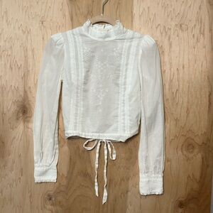 Reformation Cream Embroidered Blouse